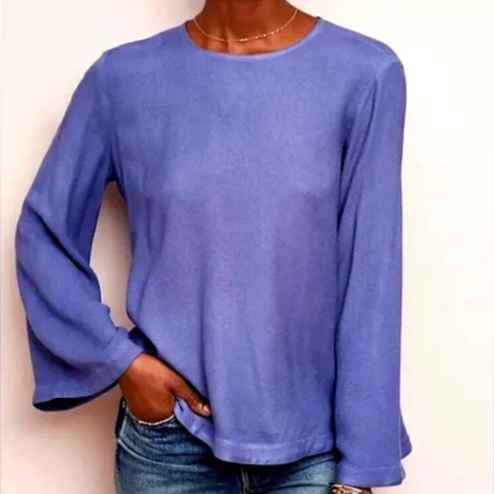 CLOTH & STONE BELL SLEEVE PERIWINKLE TOP SZ S